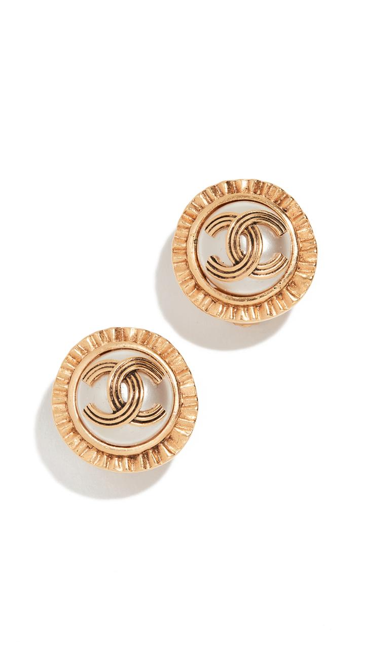 What Goes Around Comes Around Chanel Imitation Pearl Button Earrings