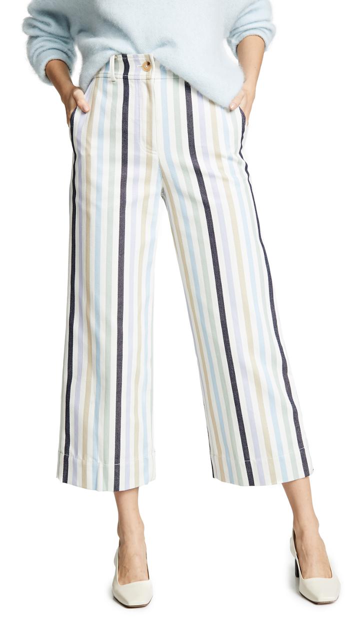 Tory Burch Canvas Wide Leg Cropped Pants