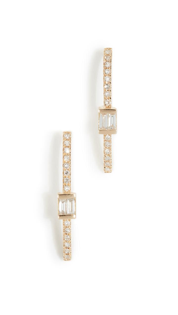 Shay 18k Baguette Bar Hook Stud Earrings