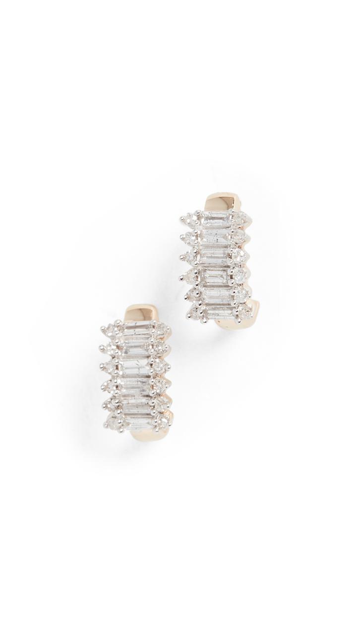 Adina Reyter 14k Stack Baguette J Hoop Earrings