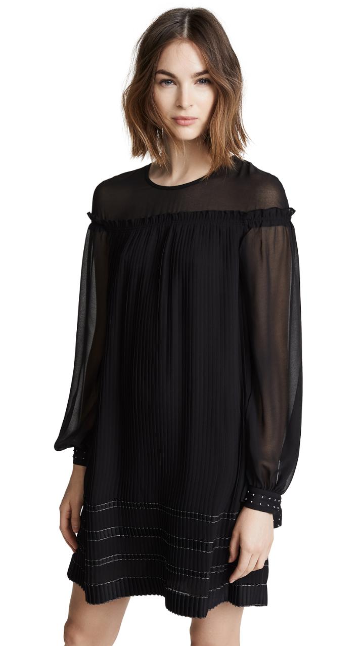 Derek Lam 10 Crosby Long Sleeve Pleated Dress