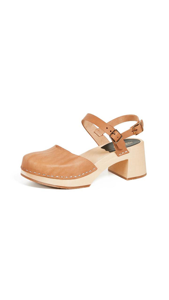 Swedish Hasbeens Irene Block Heel Clogs