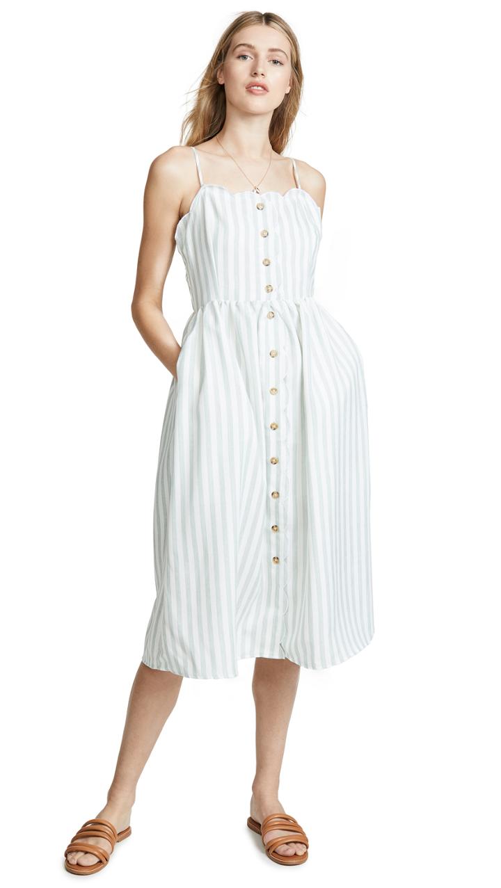 English Factory Scallop Edge Midi Dress