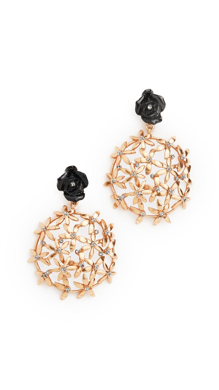 Oscar De La Renta Resin Rose Flower Cluster Earrings