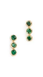 Jennifer Meyer Jewelry 18k Emerald 3 Mini Bezel Studs