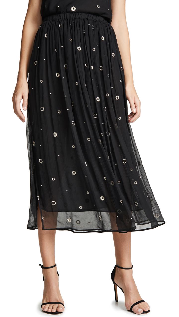 Vince Metallic Embroidery Skirt