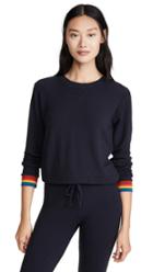 Monrow Crew Neck Sweatshirt With Rainbow Cuffs