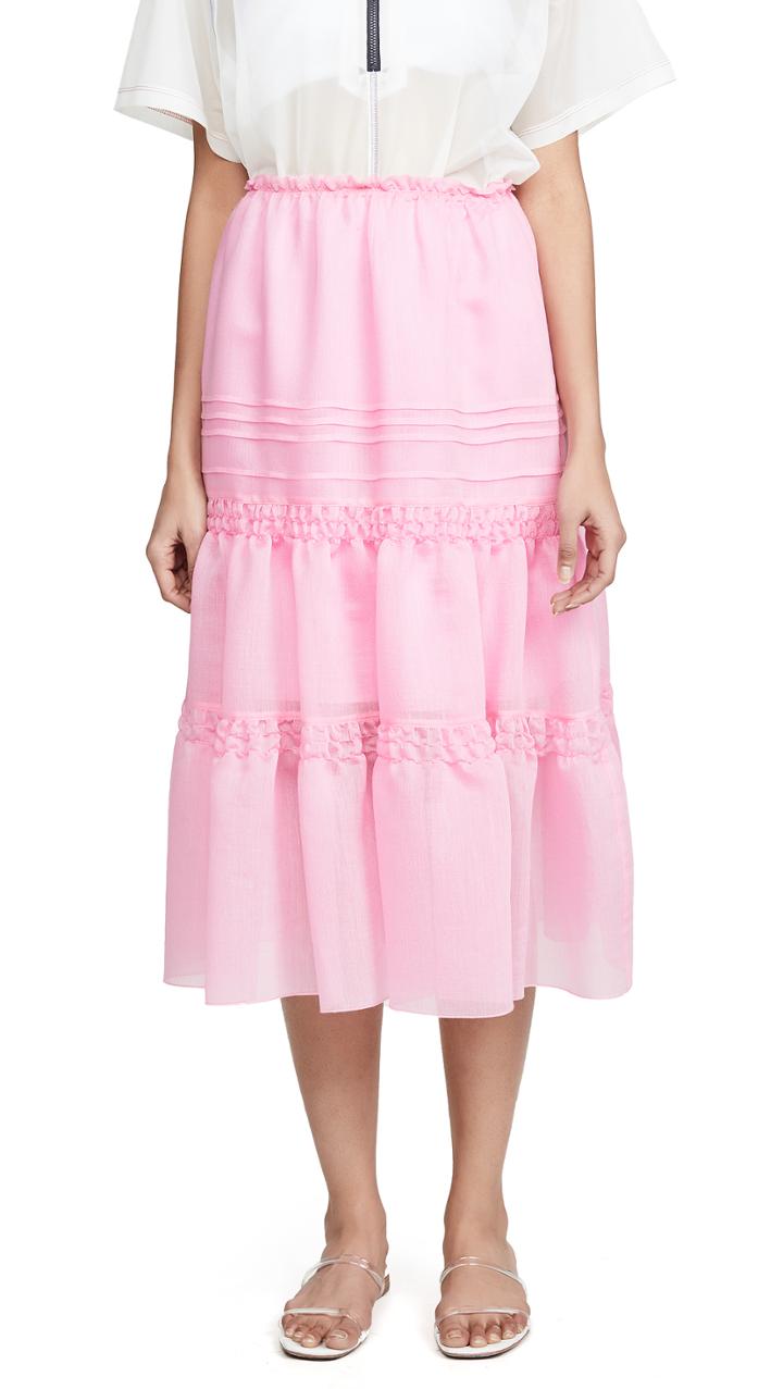 See By Chloe Tiered Neon Skirt