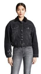 Prps Cropped Denim Jacket With Sherpa Lining