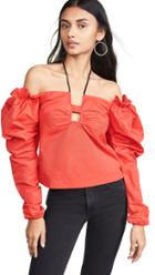 Hellessy Halter Top With Gathered Sleeves