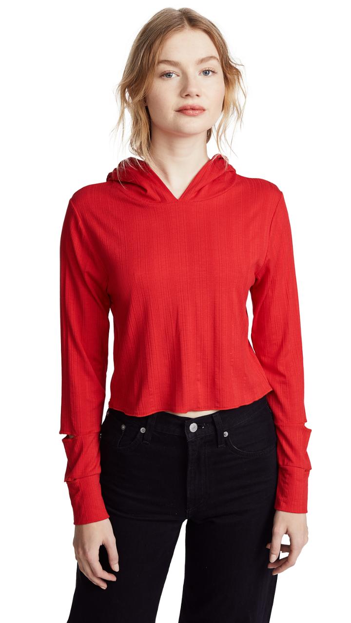 Lna Marx Ribbed Crop Hoodie