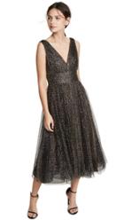 Marchesa Notte Glitter Tulle Tea Length Gown