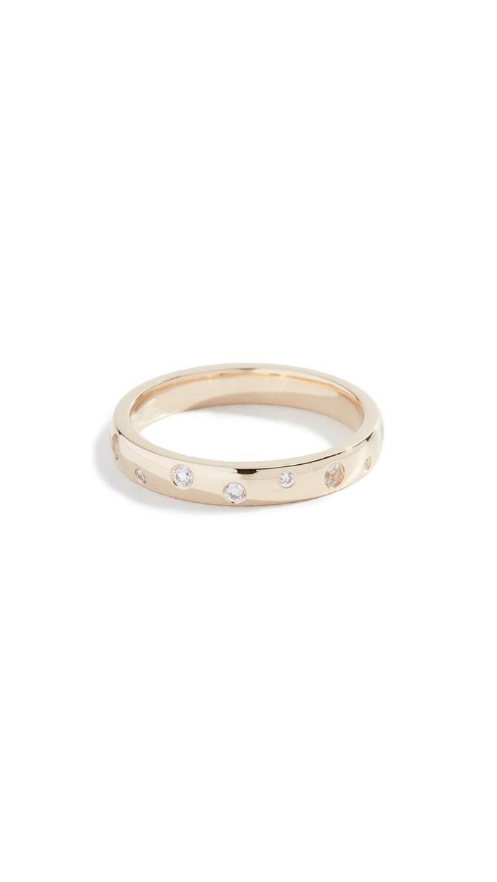 Ef Collection 14k Diamond And White Sapphire Speckled Ring