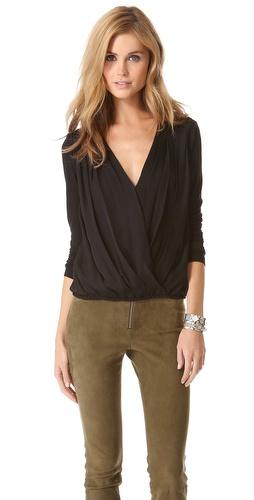 Air By Alice + Olivia Cross Front Gathered Hem Top