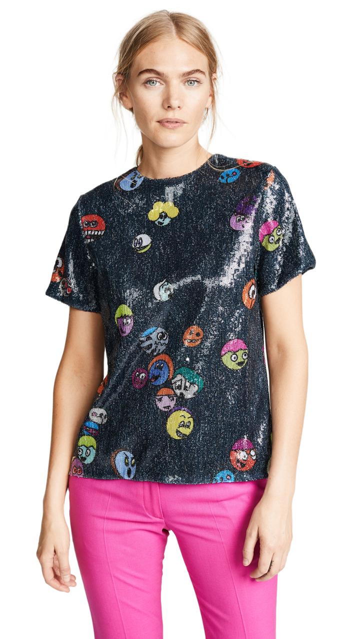 Mira Mikati Printed Sequin Top