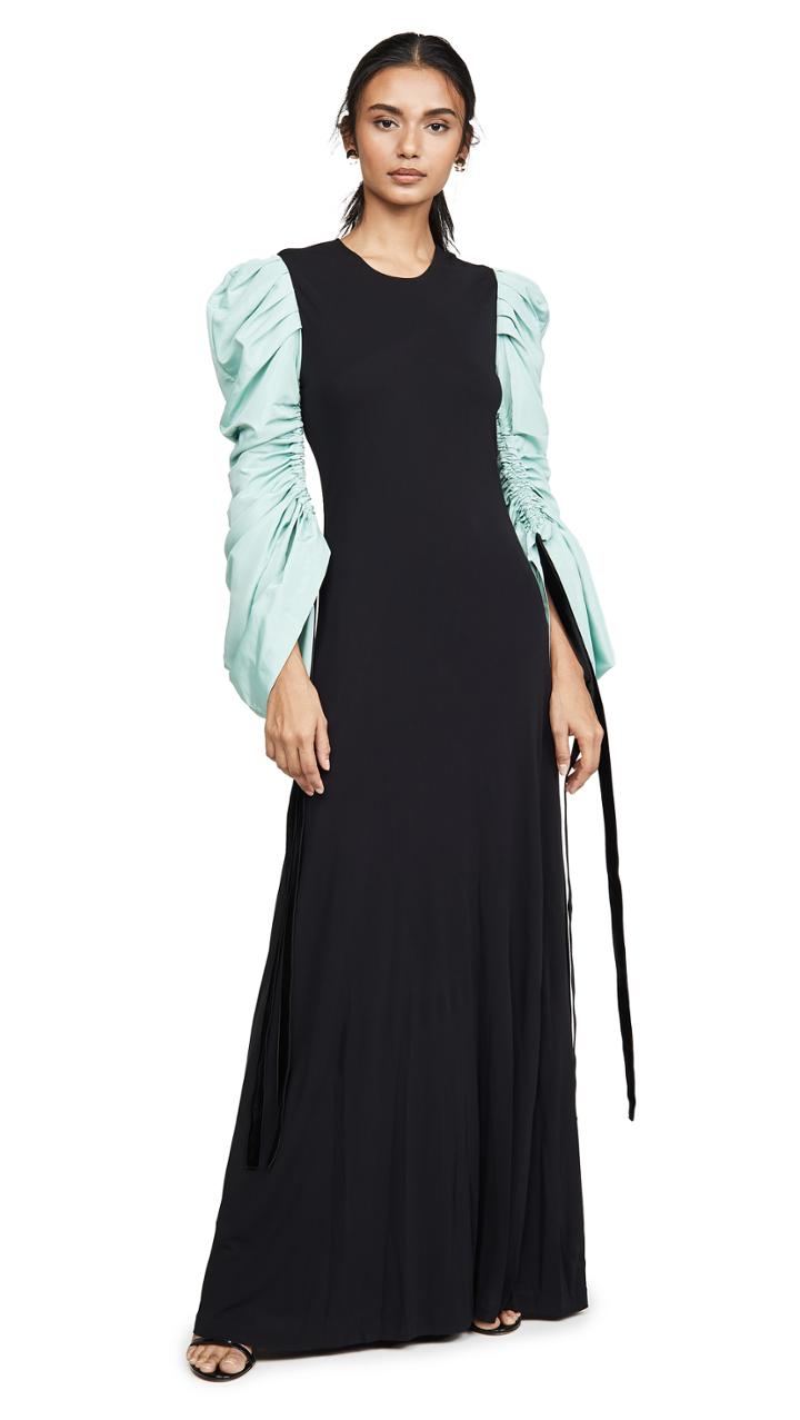 Tory Burch Gathered Taffeta Sleeve Dress