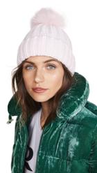 Adrienne Landau Knit Hat With Fur Pom