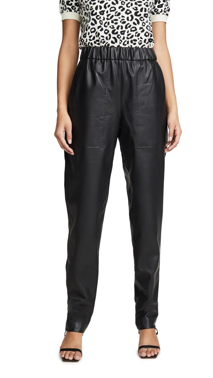 Tibi Faux Leather Joggers