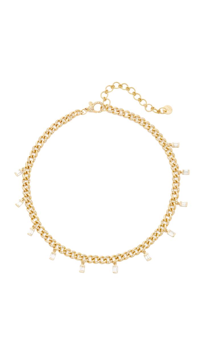 Shay 18k Gold Baguette Drop Link Choker Necklace