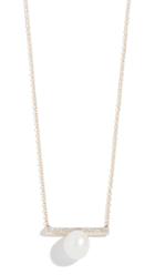 Mateo 14k Gold Diamond Bar Single Pearl Necklace