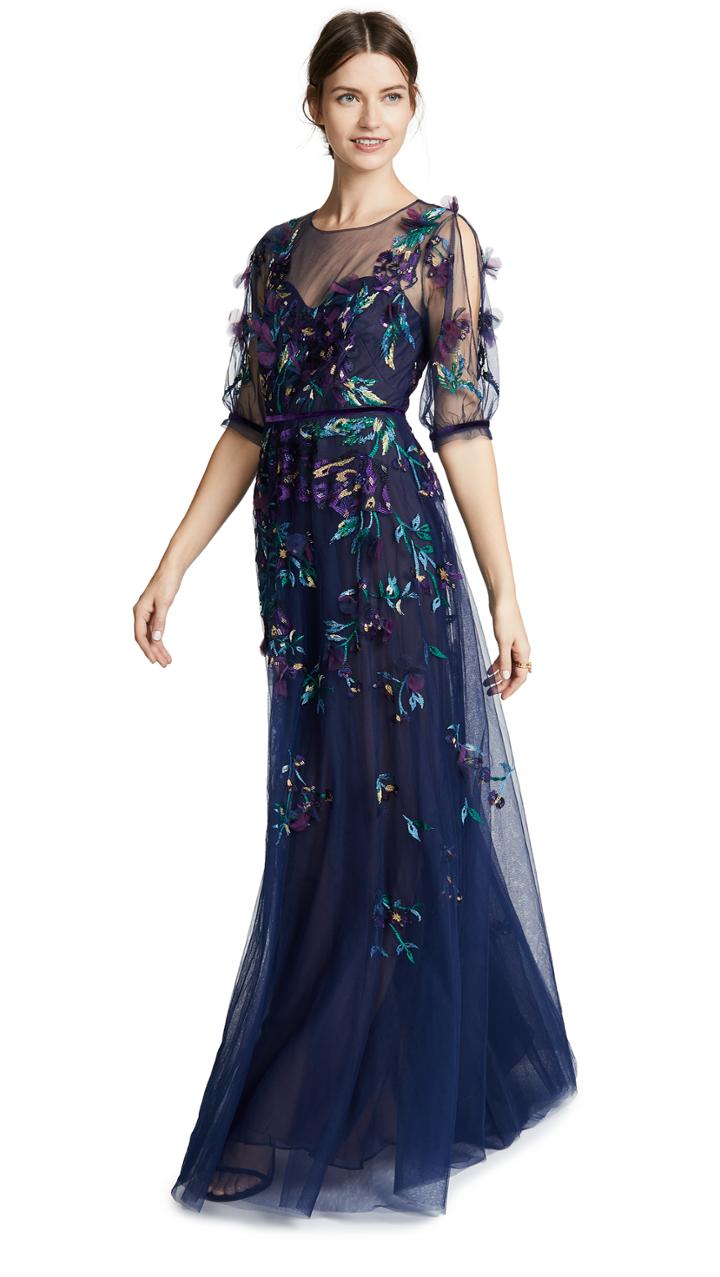 Marchesa Notte Beaded Tulle Gown