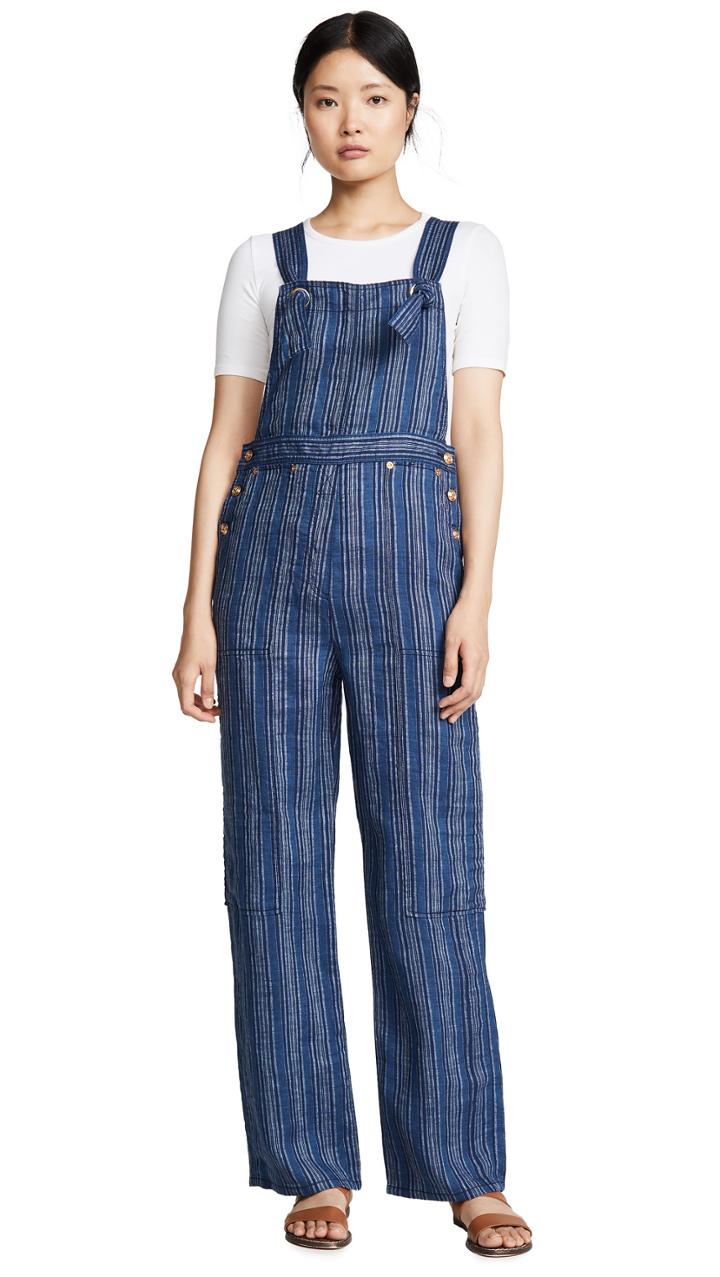 Tory Burch Striped Linen Jumpsuit