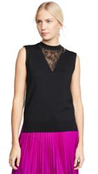 Adam Lippes Merino Wool Shell With Lace Trim