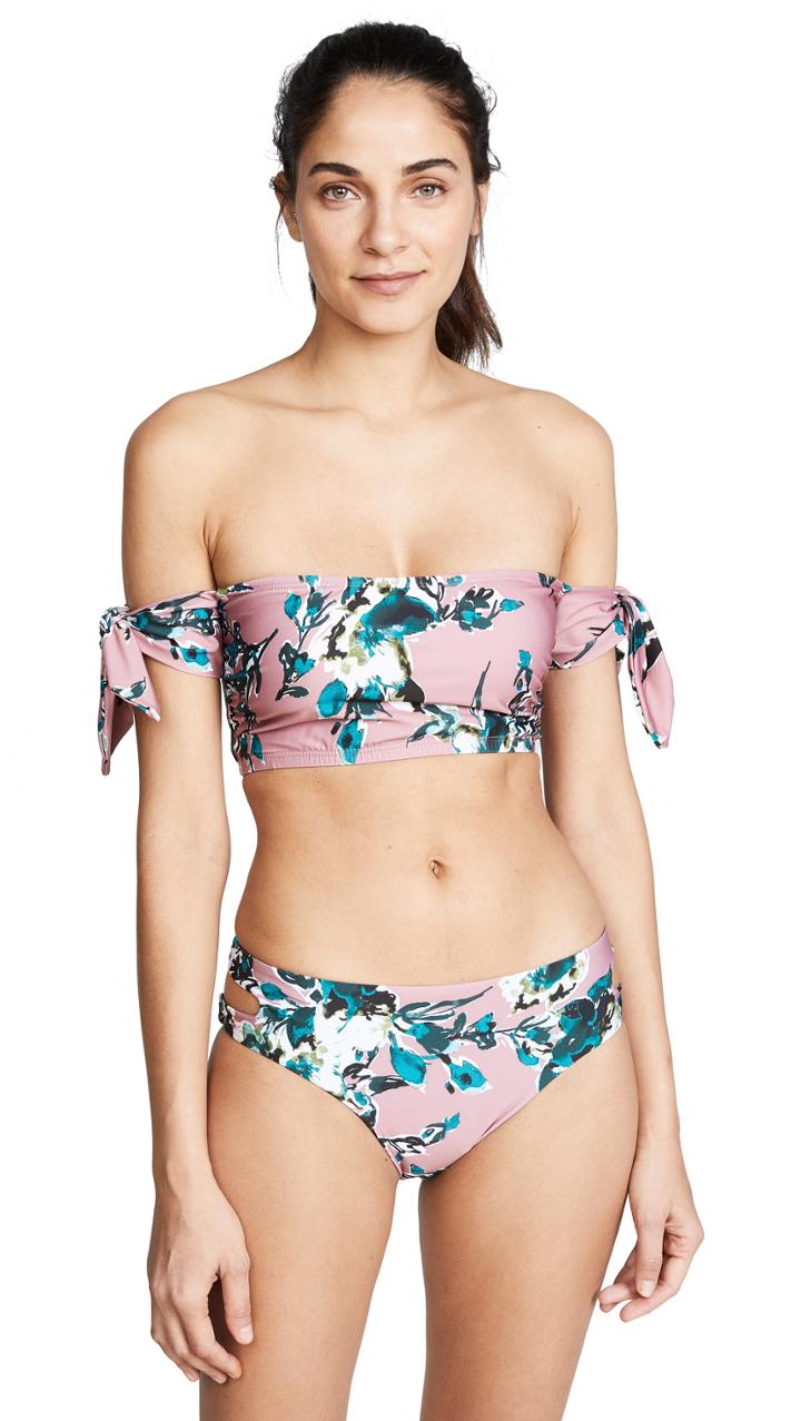 Splendid Watercolor Floral Tie Front Top