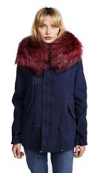 Mr Mrs Italy Mini Parka With Rose Fur Collar