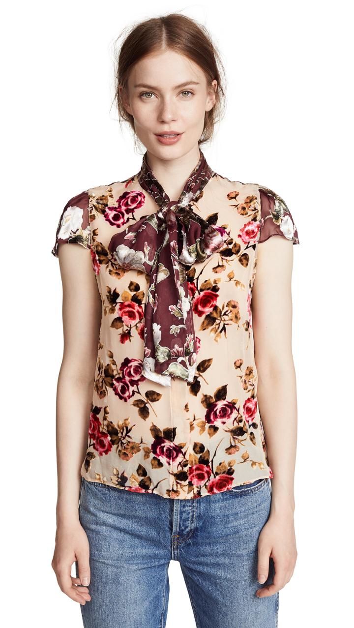 Alice Olivia Jeannie Bow Collar Blouse