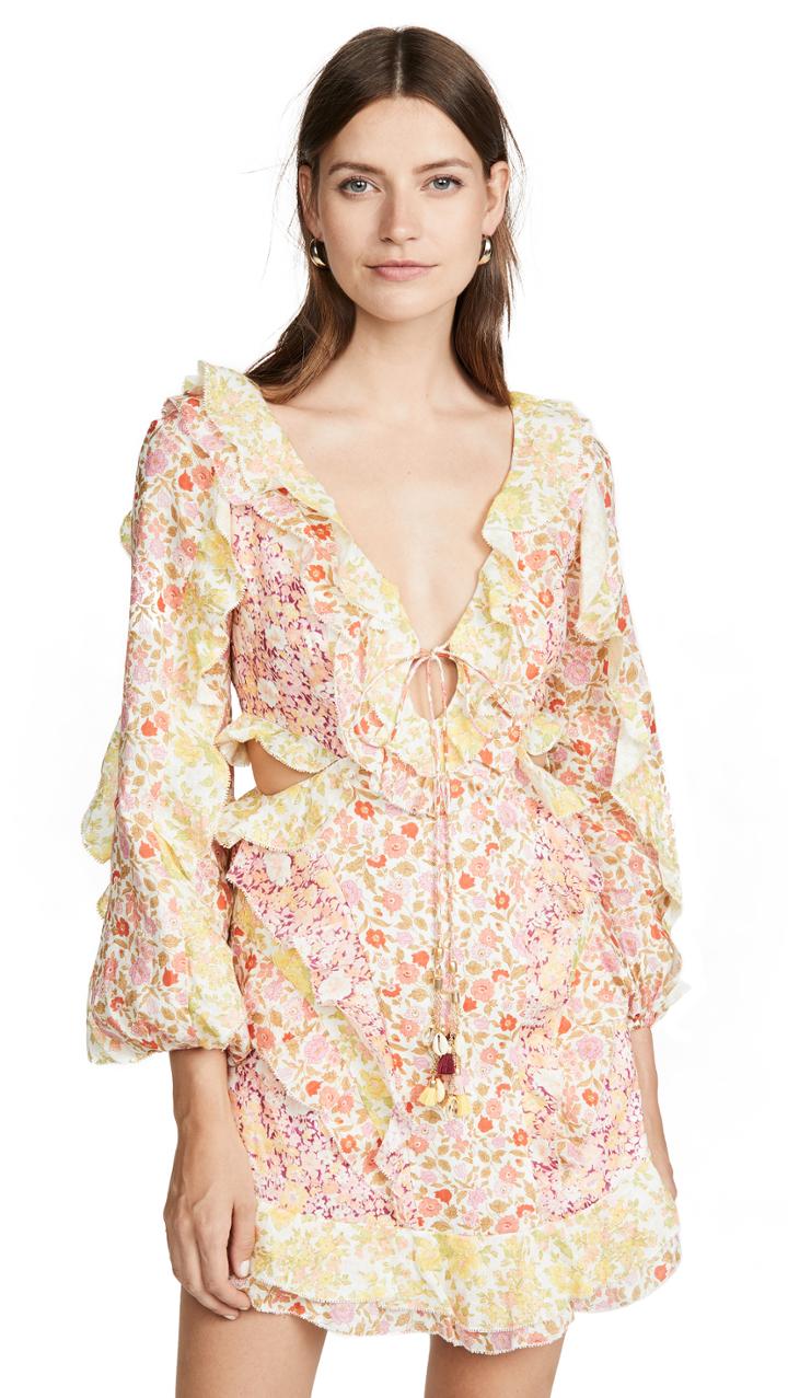 Zimmermann Goldie Spliced Short Dress