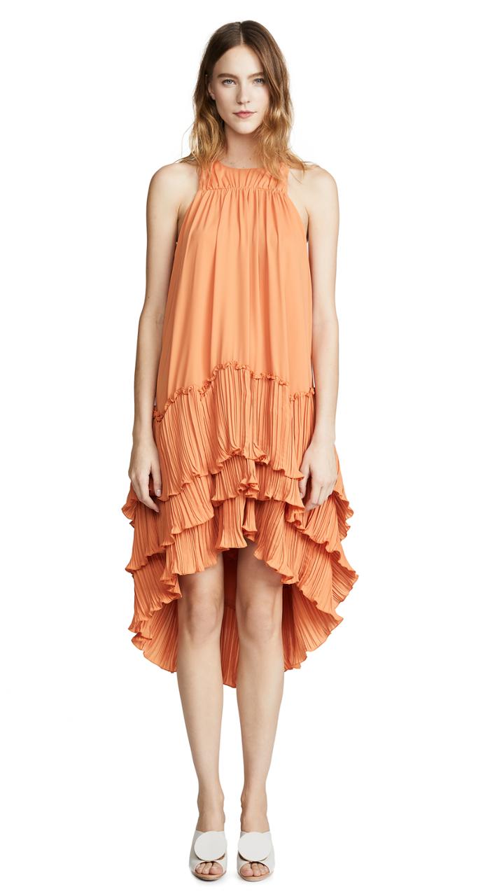 Halston Heritage Flowy Pleated Dress