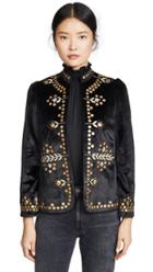 Alix Of Bohemia Penelope Black Velvet Jacket With Gold Zardosi Embroidery