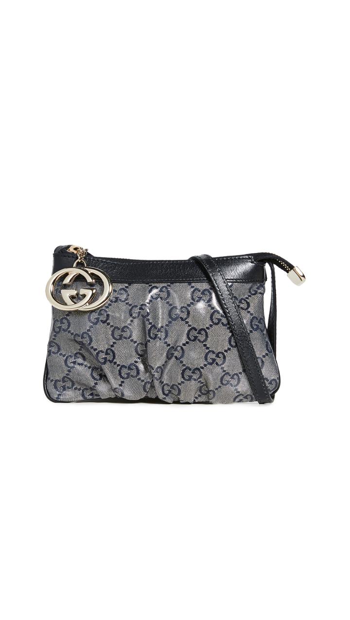 What Goes Around Comes Around Gucci Black Crystal Canvas Mini Messenger Bag