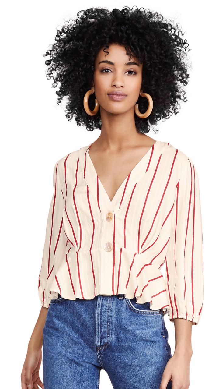 J O A Red Stripe Blouse