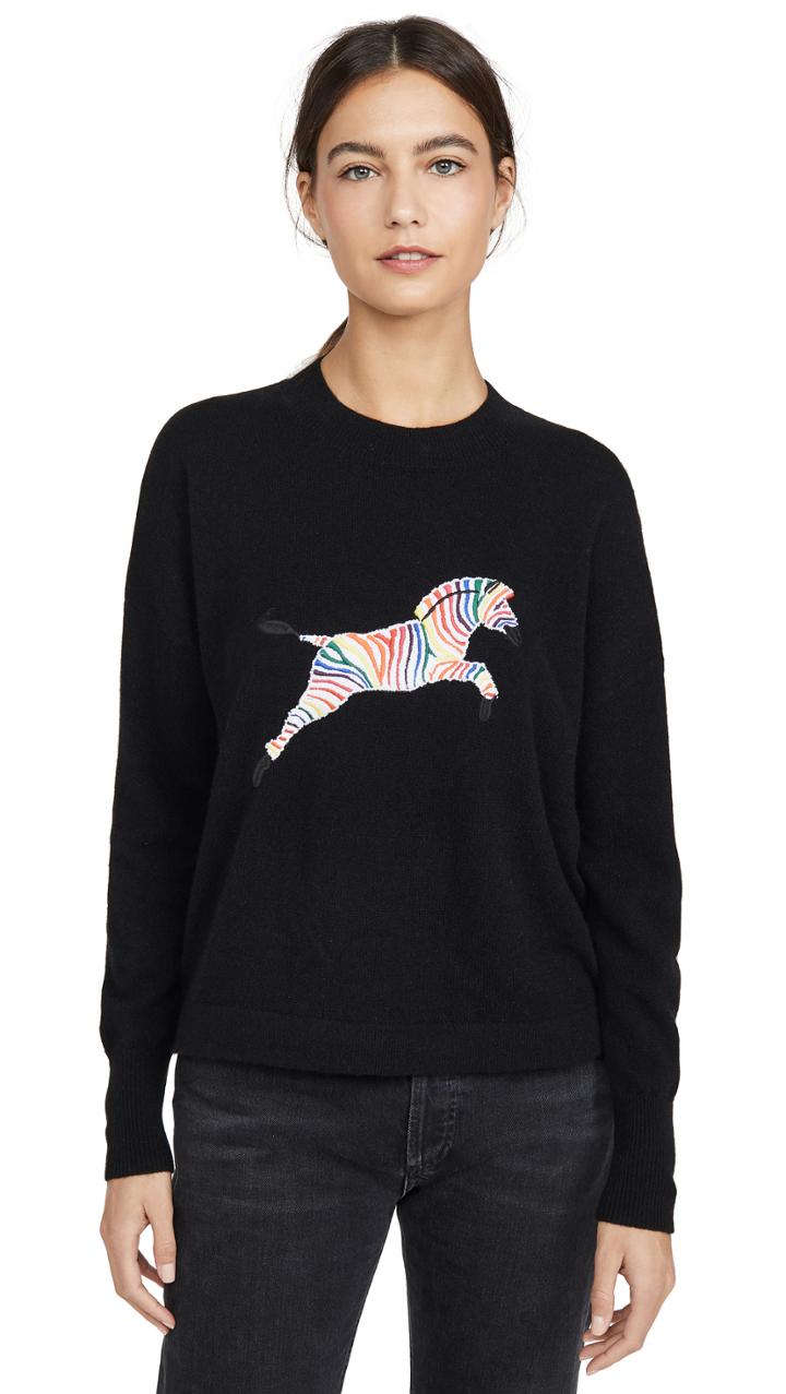 One By 27 Miles One By Elektra Zebra Cashmere Sweater