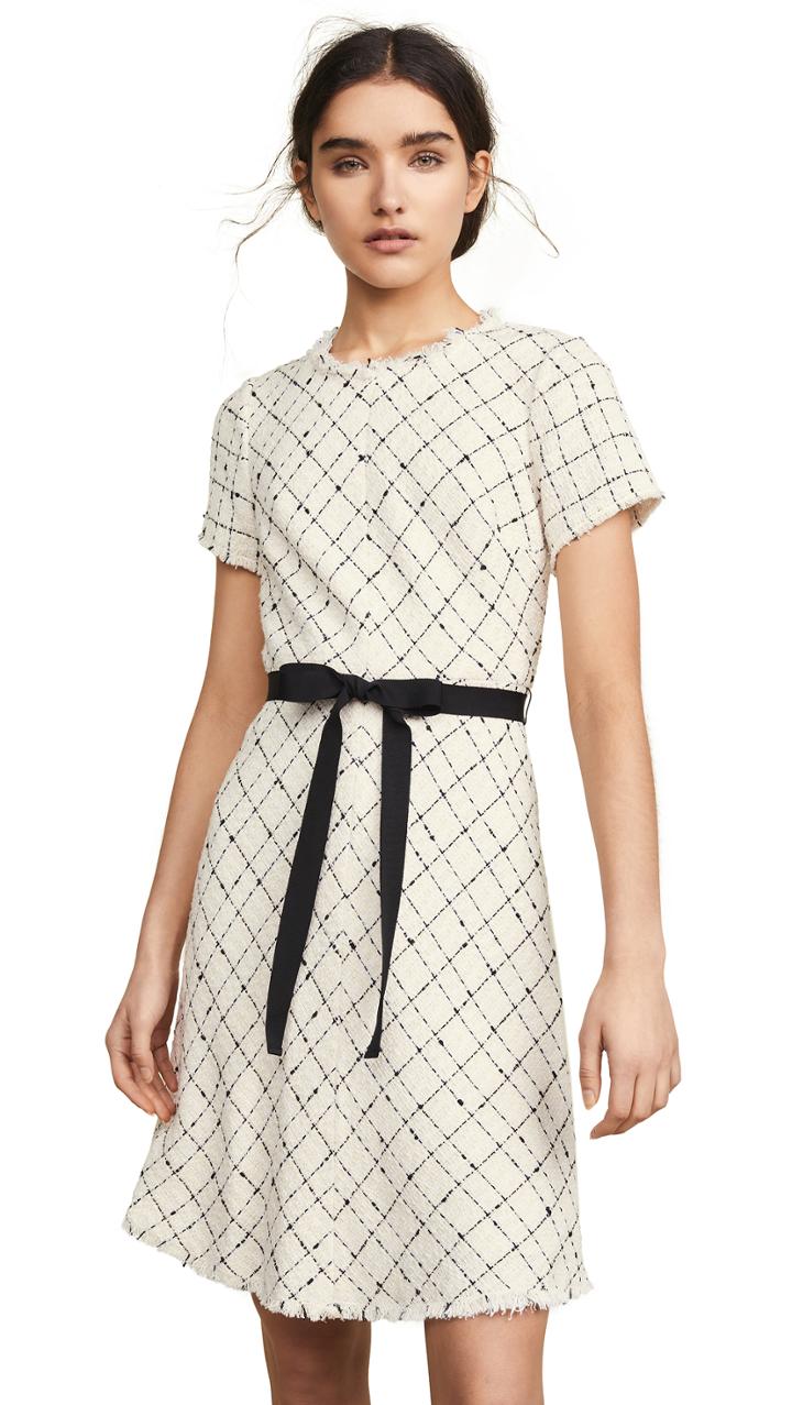 Rebecca Taylor Short Sleeve Plaid Tweed Dress
