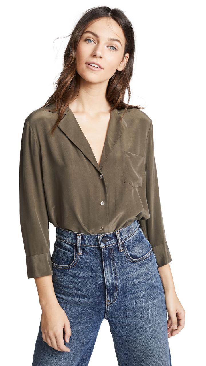 L Agence Amlina 3 4 Sleeve Pocket Blouse