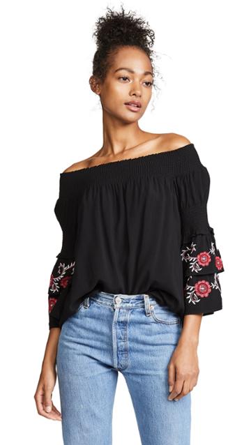 Ella Moon Embroidered Ruffle Blouse