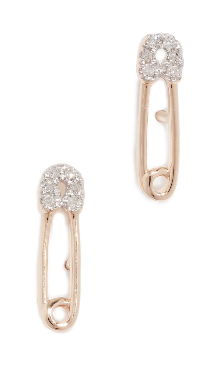 Adina Reyter 14k Diamond Safety Pin Post Earrings