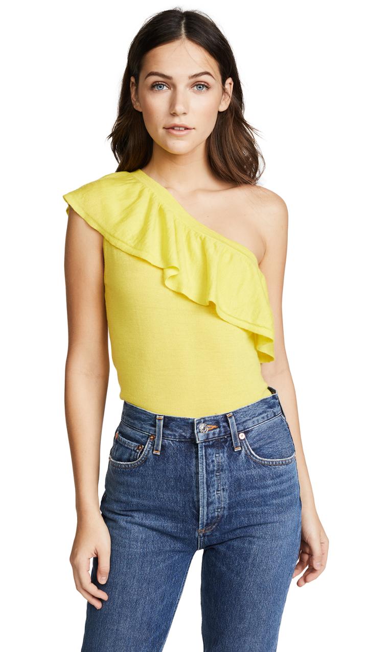 Autumn Cashmere Ruffle One Shoulder Top