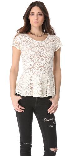 Madison Marcus Lace Peplum Tee
