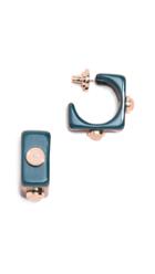 Tory Burch Studded Stone Square Hoop Earrings