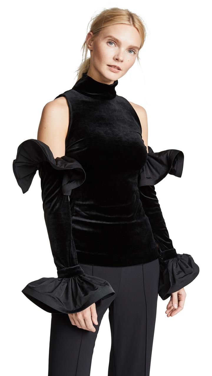 Vatanika Ruffled Velvet Top