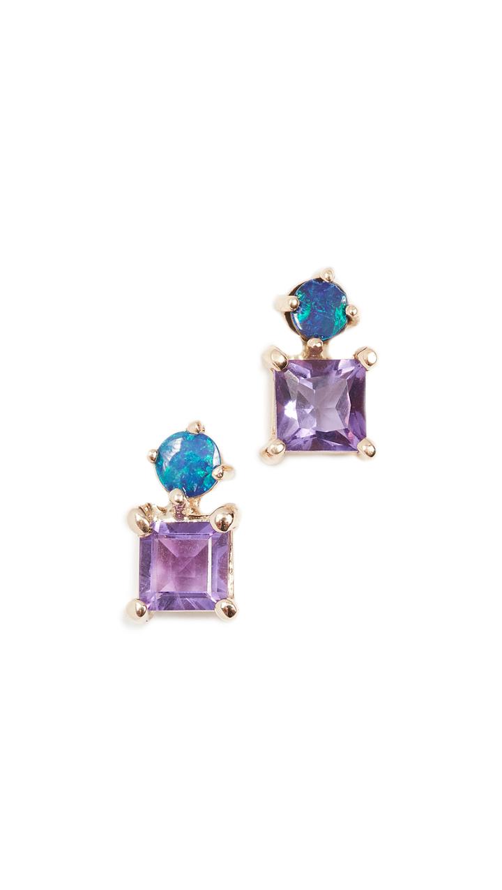 Eden Presley 14k Gold Amethyst Boulder Stud Earrings