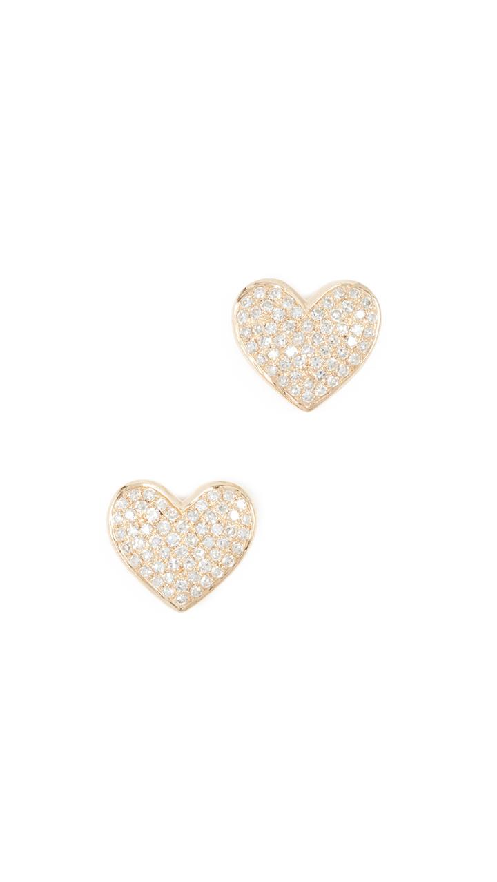 Shay 18k Gold Pave Heart Stud Earrings