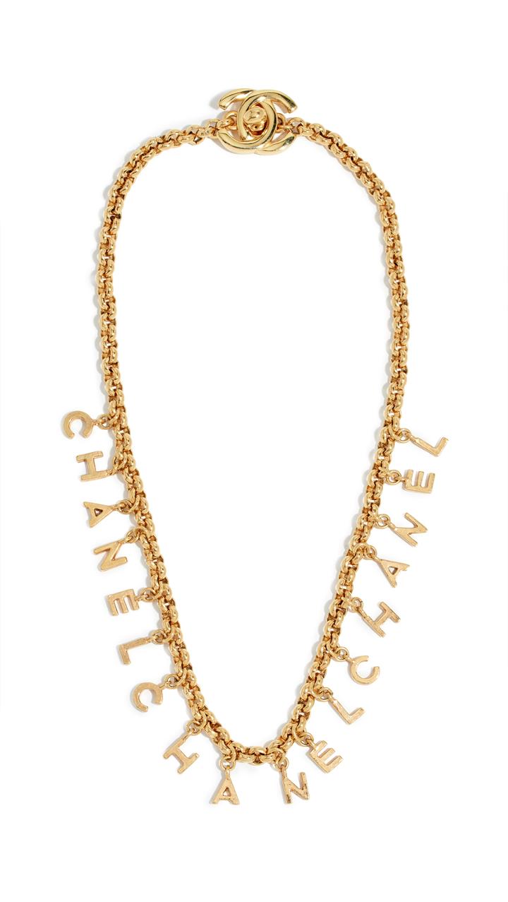 What Goes Around Comes Around Chanel Letters Charm Necklace