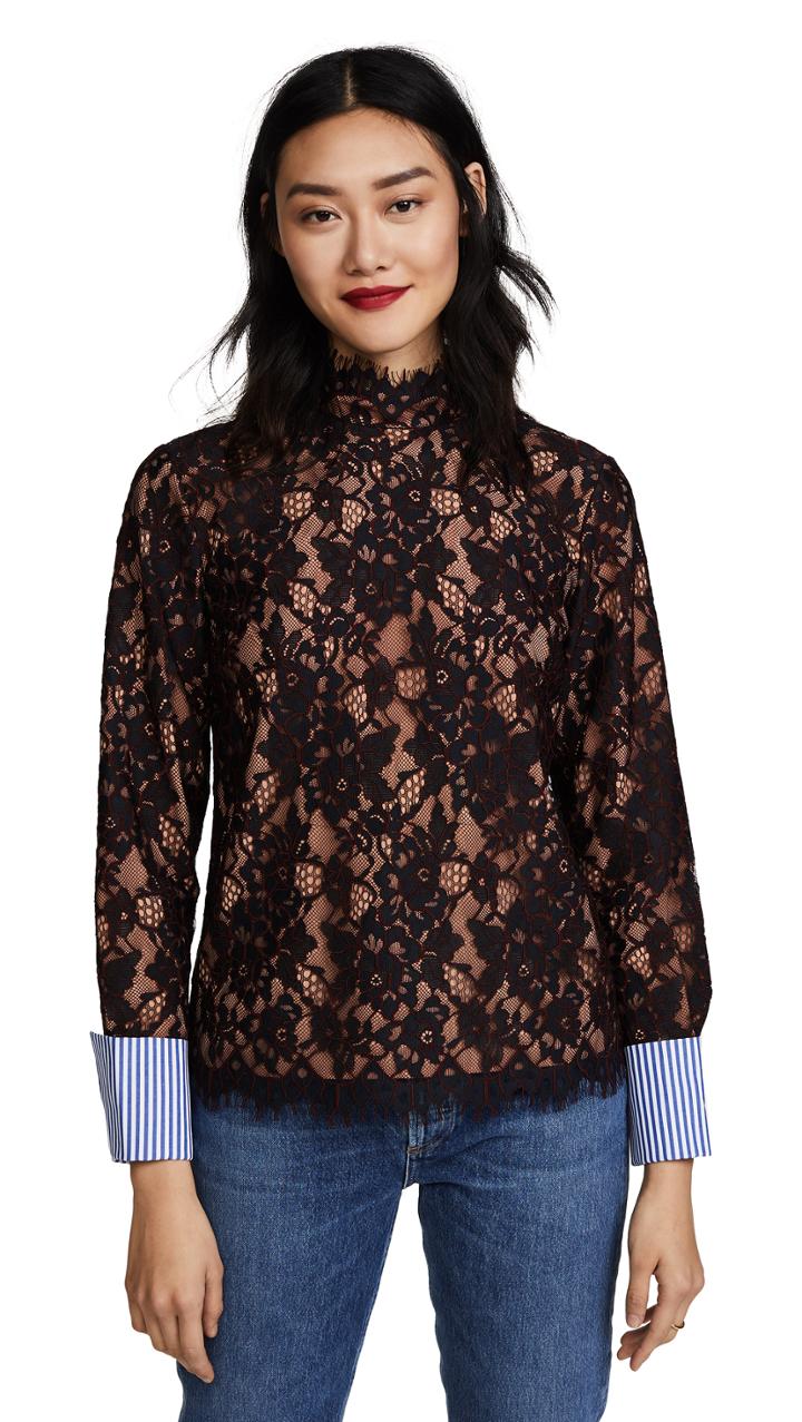 Scotch Soda Maison Scotch High Neck Lace Top