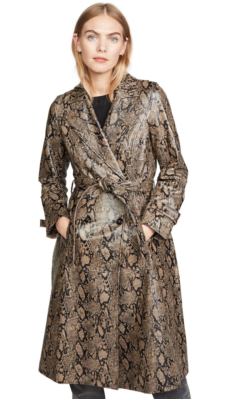 Frame Embossed Python Trench