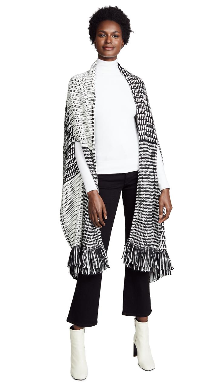 Rebecca Minkoff Patchwork Jacquard Scarf Poncho
